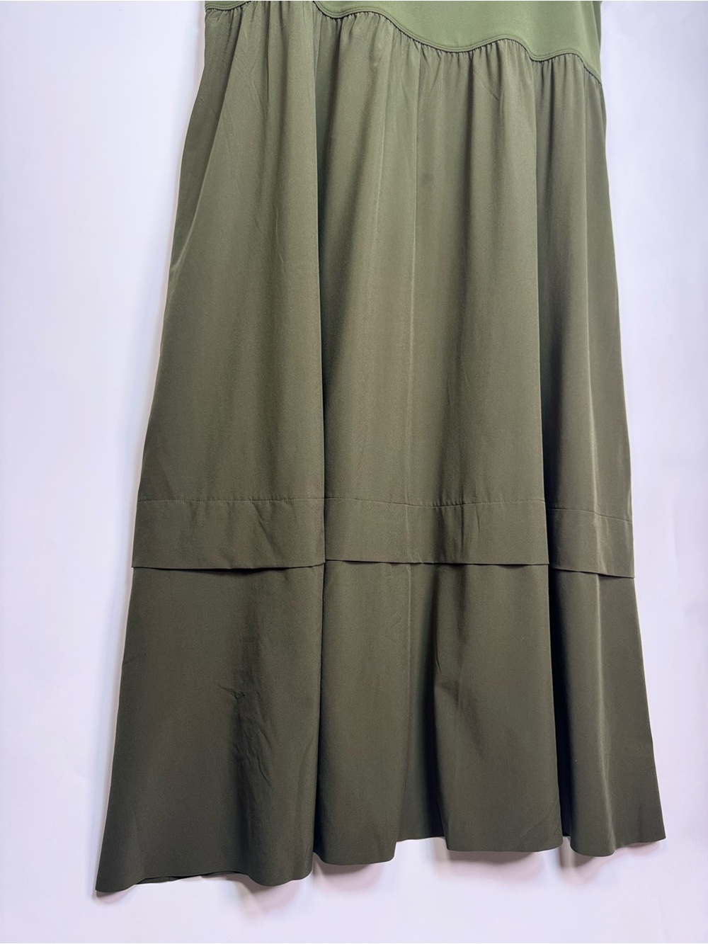Athleta Elation Hybrid V Neck Olive Green Midi Dress 2X - Picture 5 of 6